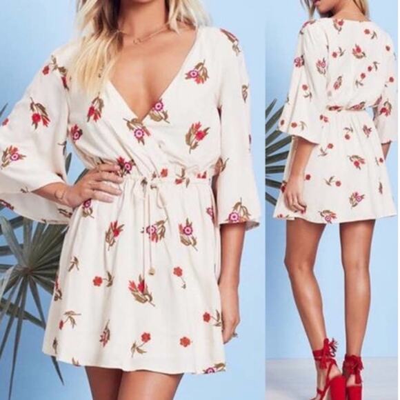 Lovers + Friends Cream Floral Embroidered Mini Dress - Picture 2 of 9
